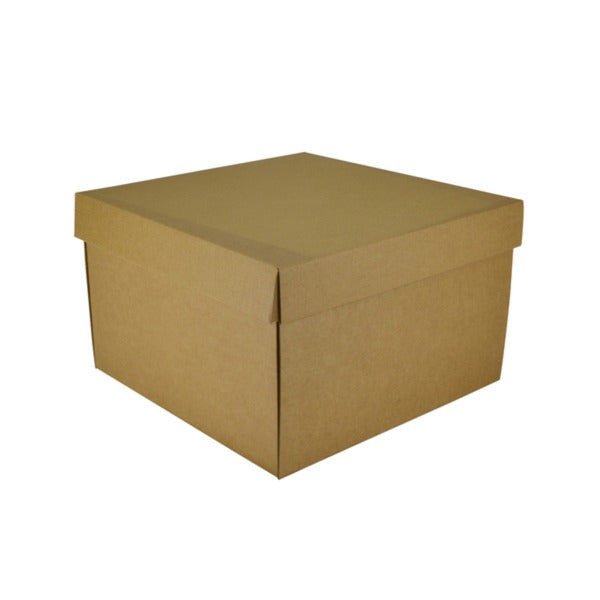 SAMPLE - E Flute - Two Piece Square Cardboard Gift Box 19280 (Base & Lid) - Kraft Brown - PackQueen