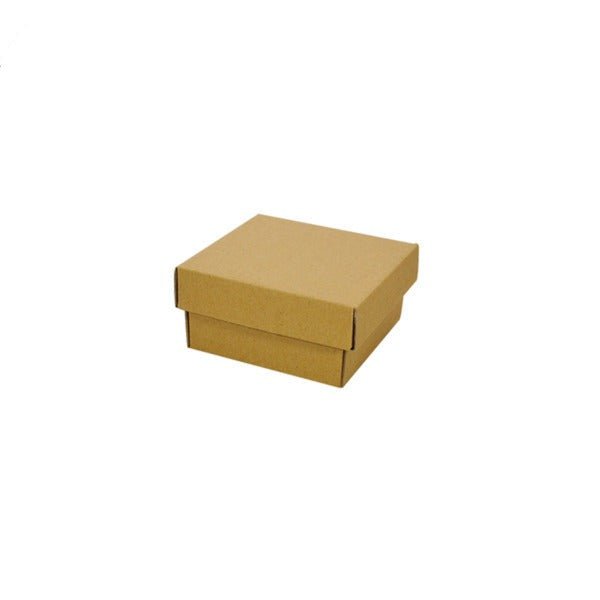 SAMPLE - E Flute - Two Piece Square Cardboard Gift Box 7580 (Base & Lid) - Kraft Brown - PackQueen