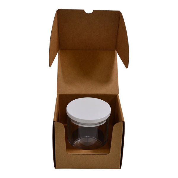 SAMPLE - Extra Large Candle Plain Glass 1 Oxford/Cambridge Jar Pack with Insert - Kraft Brown - PackQueen