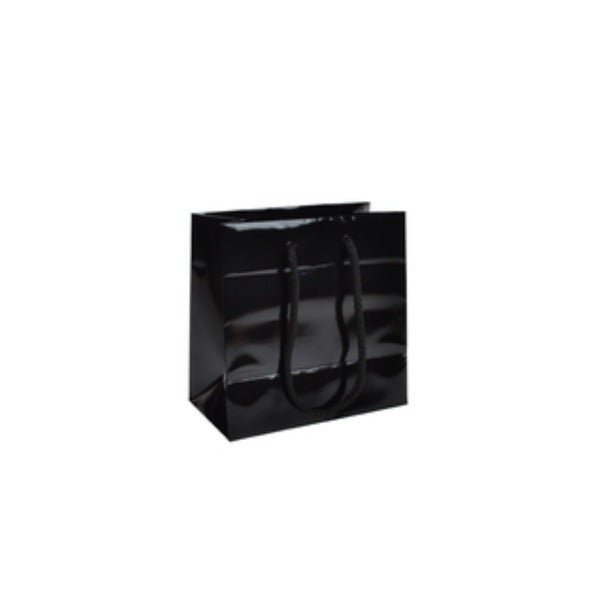 SAMPLE - Extra Small - Gloss Black Laminated European Gift Bag - PackQueen