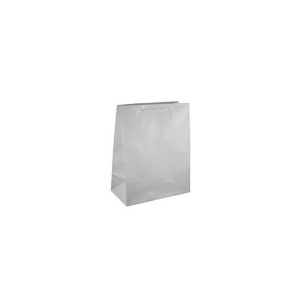 SAMPLE - Gloss White Paper Gift Bag Medium - PackQueen