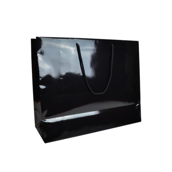 SAMPLE - Large - Black Gloss Laminated European Gift Bag - PackQueen