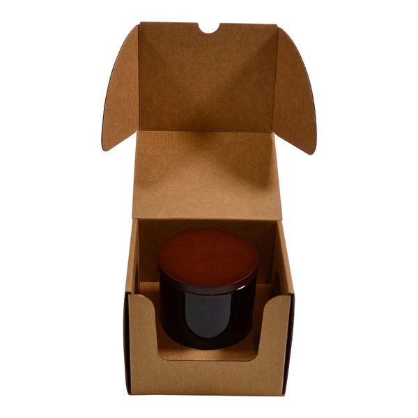 SAMPLE - Large Candle Plain Glass 1 Oxford/Cambridge Jar Pack with Insert - Kraft Brown - PackQueen