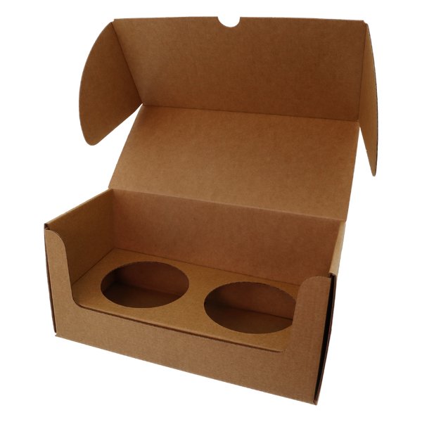 SAMPLE - Large Candle Plain Glass 2 Pack with Insert - Kraft Brown - PackQueen