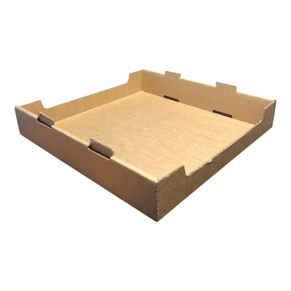 SAMPLE - Large Heavy Duty Stackable Cardboard Catering and Storage Tray (One Piece Self Locking) - Kraft Brown - PackQueen