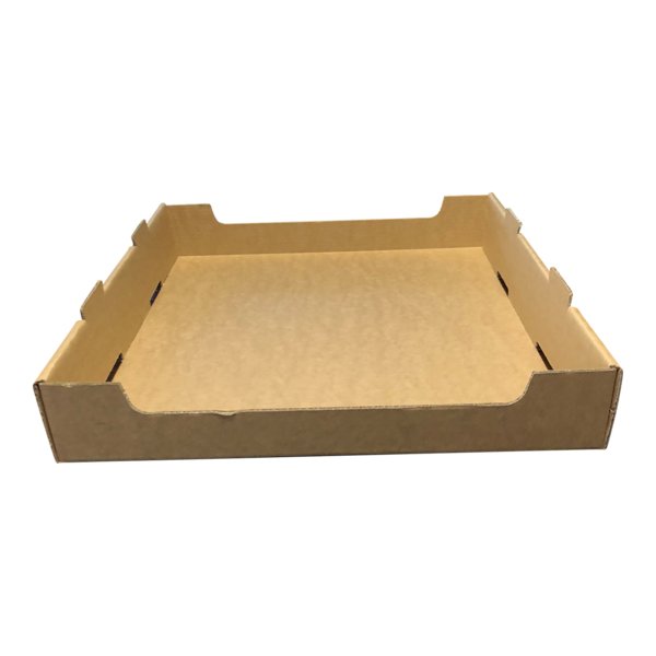 SAMPLE - Large Heavy Duty Stackable Cardboard Catering and Storage Tray (One Piece Self Locking) - Kraft Brown - PackQueen