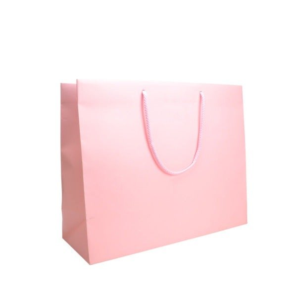 SAMPLE - Large - Matt Pastel Pink Laminated European Gift Bag - PackQueen