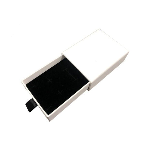 SAMPLE - Large Square 90mm Drawer Rigid Jewellery Box - Ring & Pendant (Sleeve, Base & Removable Insert) - Matt White - PackQueen