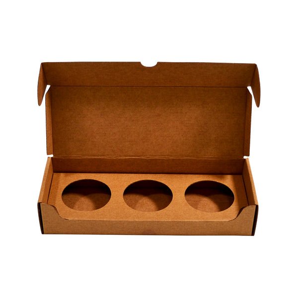 SAMPLE - Medium Candle 3 Tin Pack with Attached Insert - Kraft Brown - PackQueen