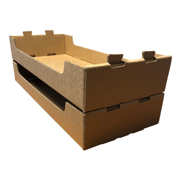 SAMPLE - Medium Heavy Duty Stackable Cardboard Catering and Storage Tray (One Piece Self Locking) - Kraft Brown - PackQueen