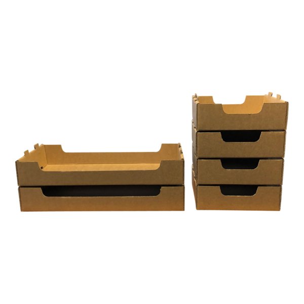 SAMPLE - Medium Heavy Duty Stackable Cardboard Catering and Storage Tray (One Piece Self Locking) - Kraft Brown - PackQueen