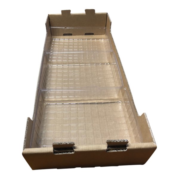 SAMPLE - Medium Heavy Duty Stackable Cardboard Catering and Storage Tray (One Piece Self Locking) - Kraft Brown - PackQueen