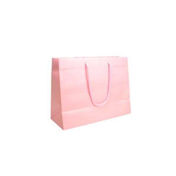 SAMPLE - Medium - Matt Pastel Pink Laminated European Gift Bag - PackQueen