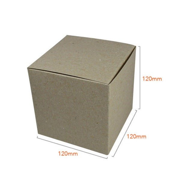 SAMPLE - One Piece Cube Box 120mm - Recycled Brown Paperboard (285gsm) - PackQueen