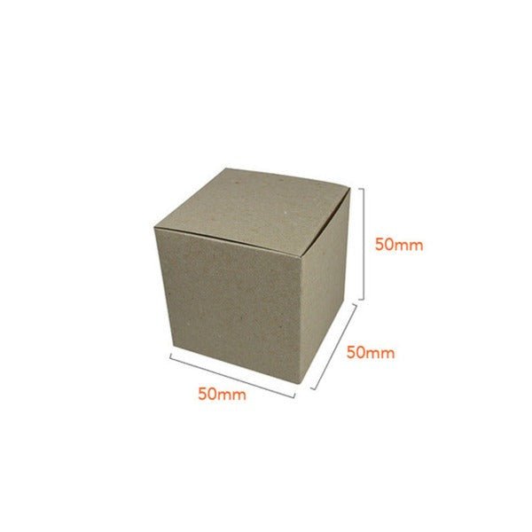 SAMPLE - One Piece Cube Box 50mm - Recycled Brown Paperboard (285gsm) - PackQueen