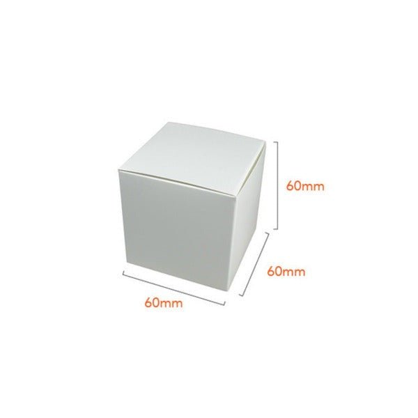 SAMPLE - One Piece Cube Box 60mm - Smooth White Paperboard (285gsm) - PackQueen