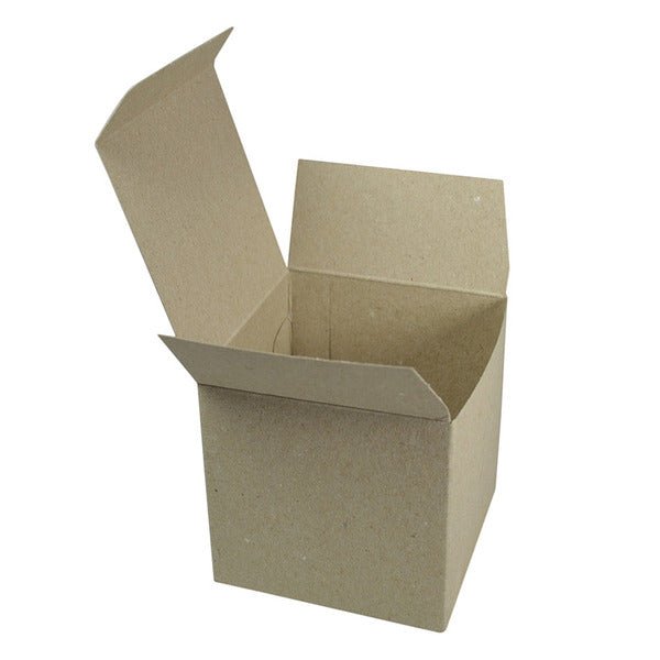 SAMPLE - One Piece Cube Box 80mm - Recycled Brown Paperboard (285gsm) - PackQueen