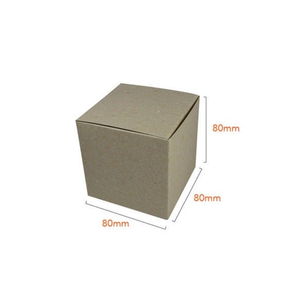 SAMPLE - One Piece Cube Box 80mm - Recycled Brown Paperboard (285gsm) - PackQueen