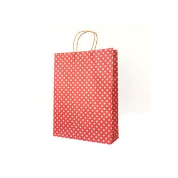 SAMPLE - Red Spot Kraft Midi Paper Bag - PackQueen