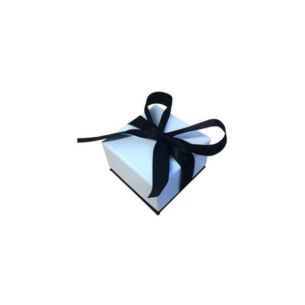 SAMPLE - Rigid Black & White with Bow Small Jewellery Box for Rings, Earrings, Pendants or Hoops (with removable black/white reversible foam in - PackQueen