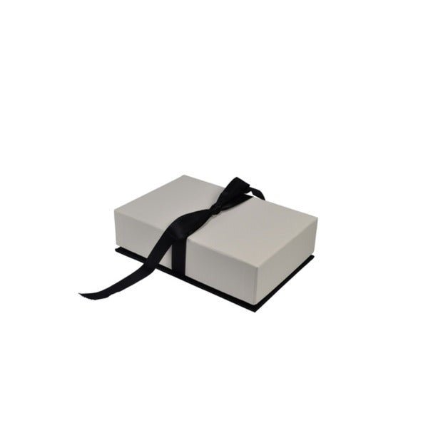SAMPLE - Rigid Cardboard Pendant Jewellery Box - Black & White with Bow - PackQueen