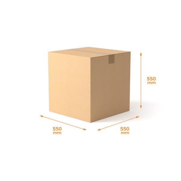 SAMPLE - RSC Shipping Carton 550 Cube - 1C Kraft Brown Board (550 x 550 x 550mm) - PackQueen