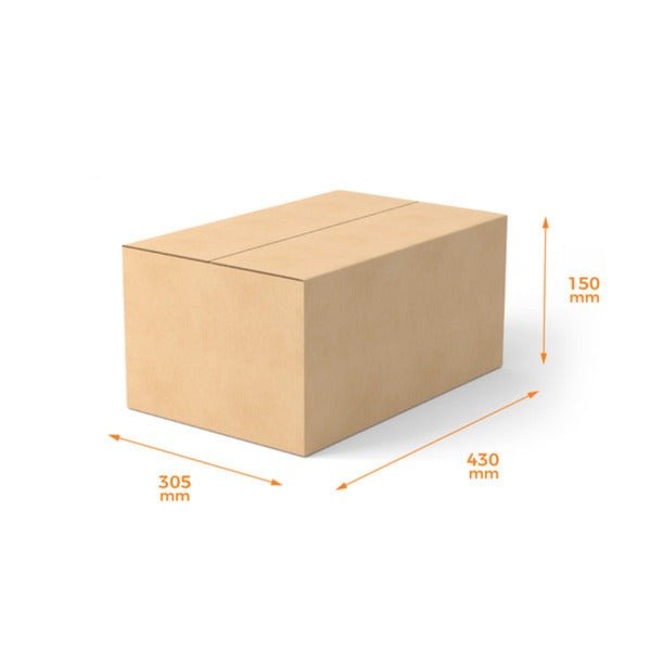 SAMPLE - RSC Shipping Carton AA4150 - 1C Kraft Brown Board (430 x 305 x 150mm) - PackQueen