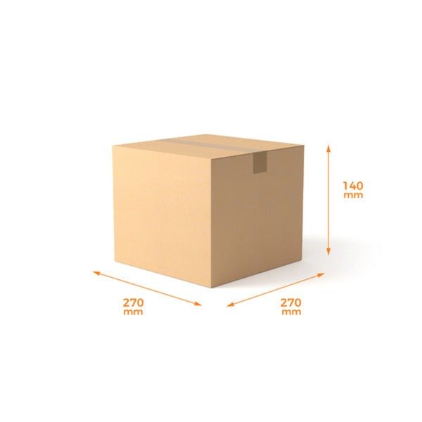 SAMPLE - RSC Shipping Carton Code 119 - 1C Kraft Brown Board (270 x 270 x 140mm) - PackQueen