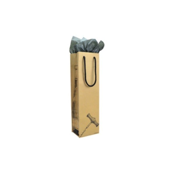 SAMPLE - Single Cork Screw - Paper Wine Bag Kraft Brown - PackQueen