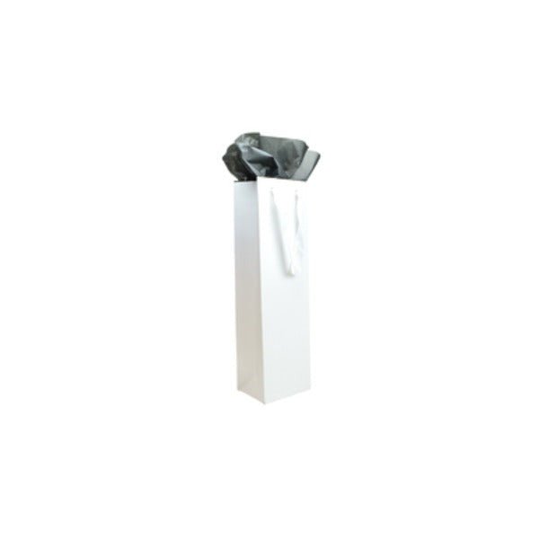 SAMPLE - Single Deluxe Matt White Paper Wine Bag - PackQueen