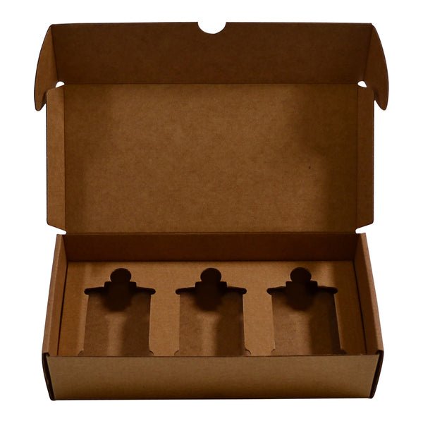 SAMPLE - Small Glass Candle 3 Danube Jar Pack with Insert - Kraft Brown - PackQueen