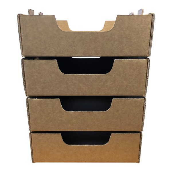 SAMPLE - Small Heavy Duty Stackable Cardboard Catering and Storage Tray (One Piece Self Locking) - Kraft Brown - PackQueen