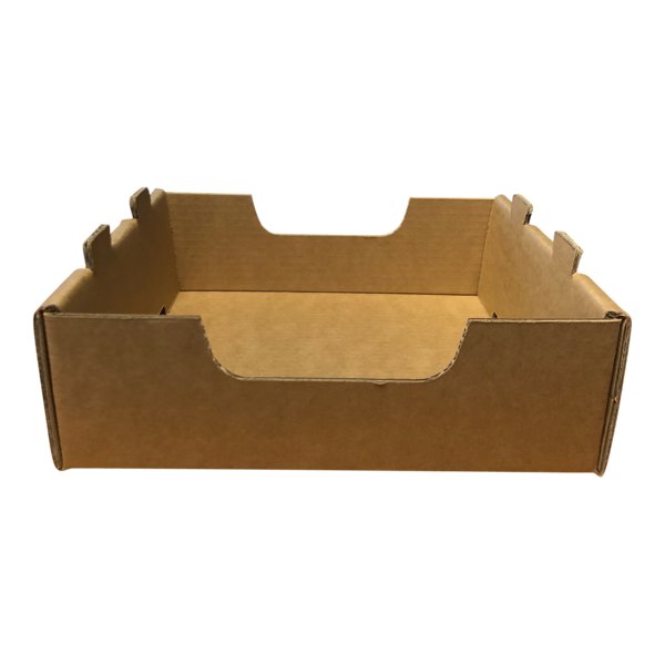 SAMPLE - Small Heavy Duty Stackable Cardboard Catering and Storage Tray (One Piece Self Locking) - Kraft Brown - PackQueen