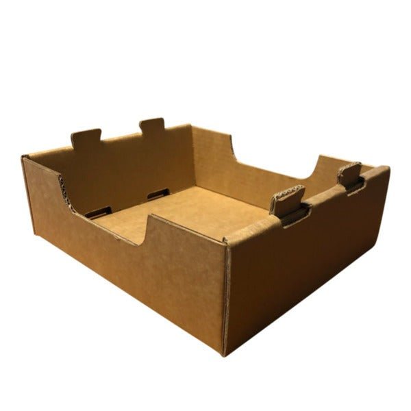 SAMPLE - Small Heavy Duty Stackable Cardboard Catering and Storage Tray (One Piece Self Locking) - Kraft Brown - PackQueen