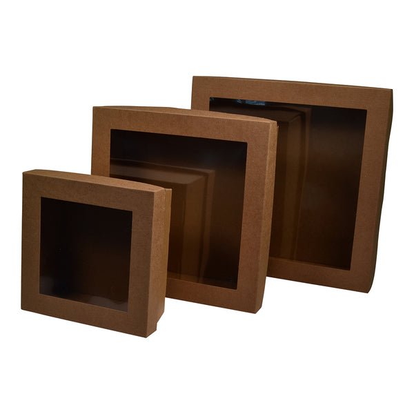 SAMPLE - SMALL Rectangle Kraft Window Lid ONLY (suitable for 270-BCTS, 270-CTL, 700-21161, 700-21164) - PackQueen