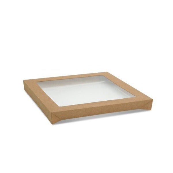 SAMPLE - SMALL Rectangle Kraft Window Lid ONLY (suitable for 270-BCTS, 270-CTL, 700-21161, 700-21164) - PackQueen