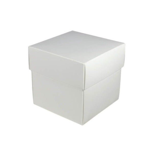 SAMPLE - Small Square Gift Box - Smooth White Paperboard (285gsm) (Base & Lid) - PackQueen