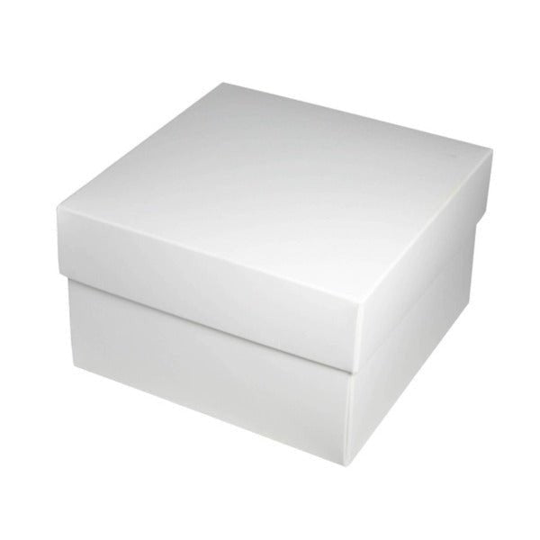 SAMPLE - Square Medium Gift Box - Smooth White Paperboard (285gsm) - PackQueen