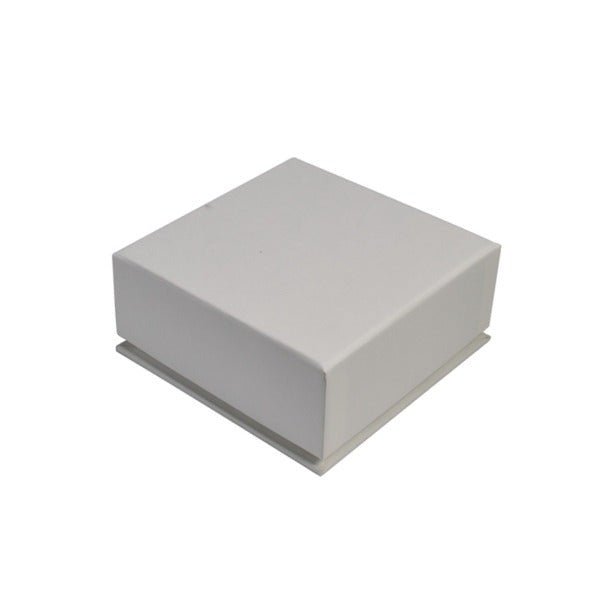 SAMPLE - Square Rigid Linen Jewellery Box - White - PackQueen