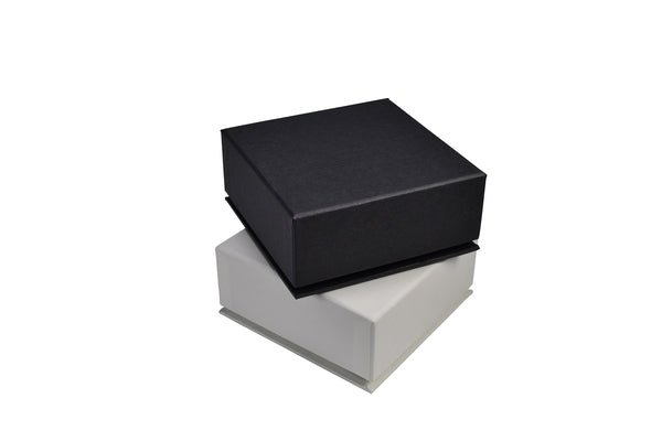 SAMPLE - Square Rigid Linen Jewellery Box - White - PackQueen