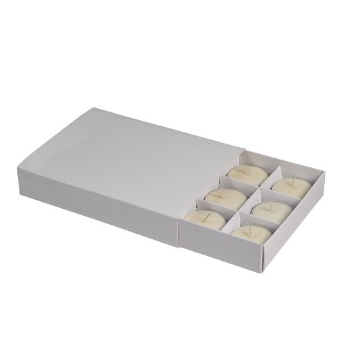 SAMPLE - Tealight Candle Boxes for 12 CandleS - Smooth White Paperboard - PackQueen