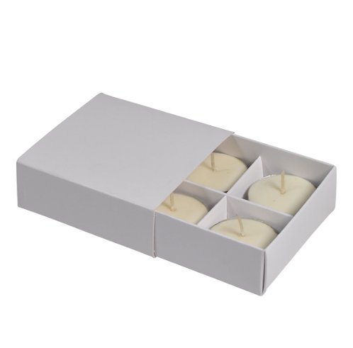 SAMPLE - Tealight Candle Boxes for 4 Candles - Smooth White Paperboard - PackQueen
