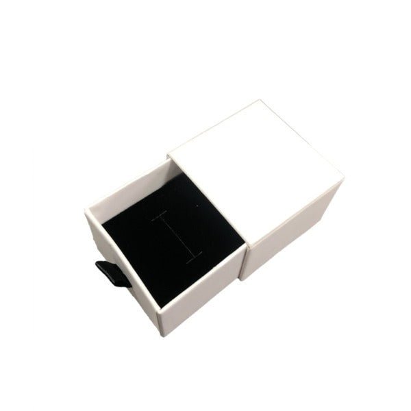 SAMPLE - Tiny Square 49mm Drawer Rigid Jewellery Box - Ring & Pendant (Sleeve, Base & Removable Insert) - Matt White - PackQueen