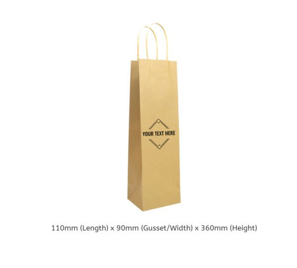 Single Wine - Paper Wine Bag Kraft Brown 100 PACK - PackQueen
