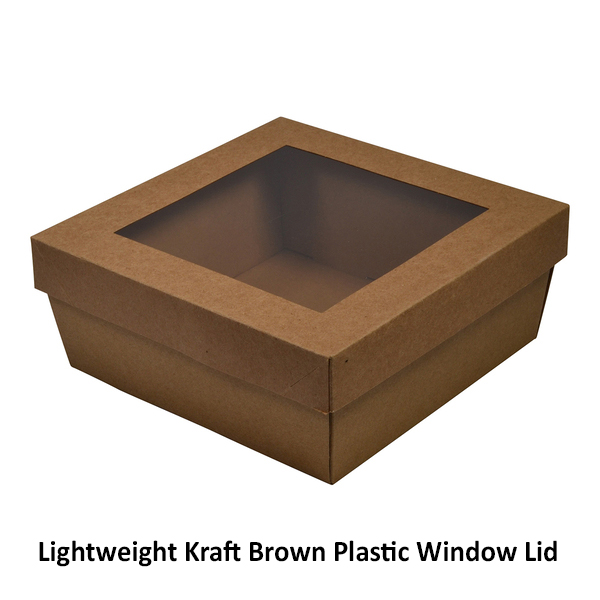 Imported Large Brown Square Catering Tray [80mm High] with optional lid (Lid Sold Separately) (700-21160)