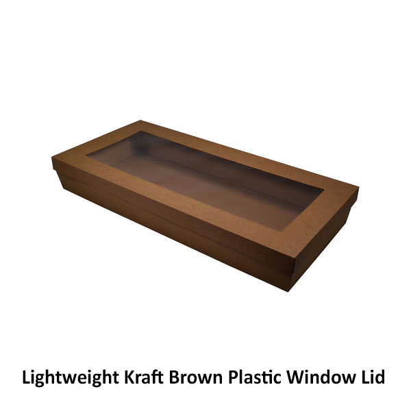 80mm High Large Rectangle Catering Tray - Kraft Brown with optional clear lid (Lid purchased separately) (MTO)