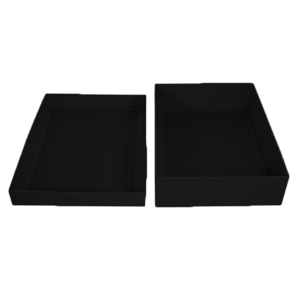 A3 Two Piece Cardboard Gift Box (Base & Lid) 100mm High - Kraft Black (MTO)