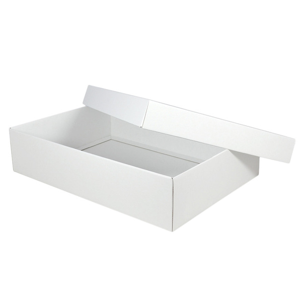 A3 Two Piece Cardboard Gift Box (Base & Lid) 100mm High - Kraft White (MTO)