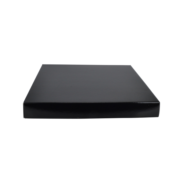 Two Piece 400mm Square Cardboard Gift Box (Base & Lid) 50mm High - Premium Gloss Black (White Inside) (MTO)