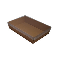 SAMPLE - E Flute - 80mm High Medium Rectangle Catering Tray - Kraft Brown (lid sold separately)